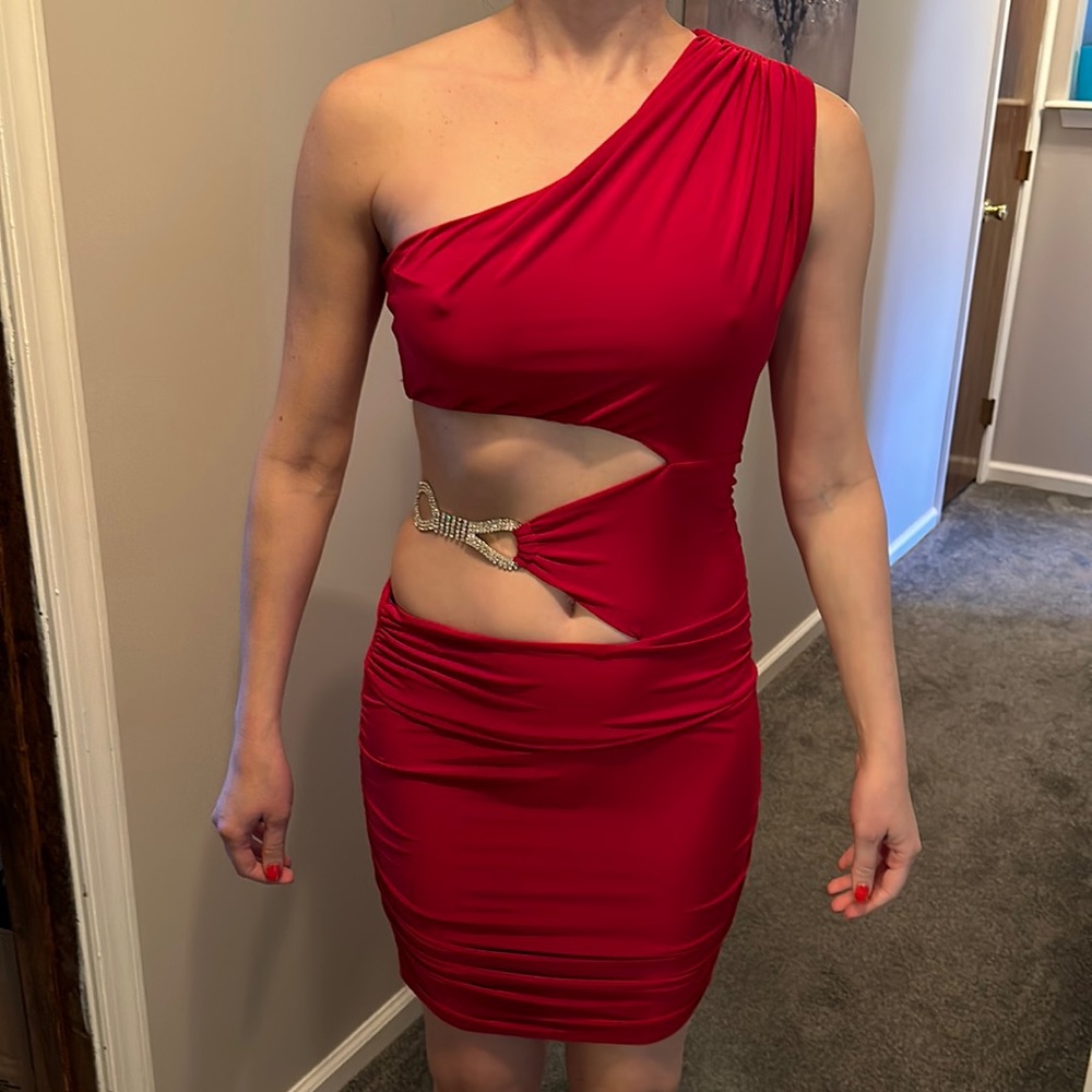 Tight red dress